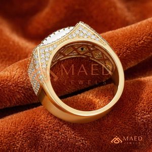 Custom 14k 18K Rose Gold Baguette Diamond Men's Ring | Pave Micro-Set Gold Signet Ring | High-End Hip Hop Jewellery - Product Image 3