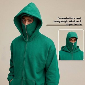 Sweat-shirt à capuche zippé intégral pour homme, style contemporain, streetwear d'hiver, double capuche, couleur unie, vêtement urbain décontracté - Product Image 1