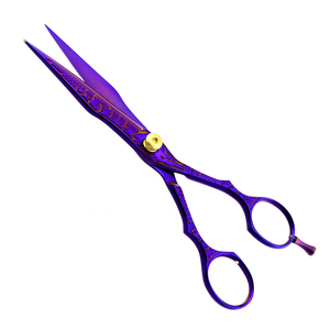 KOUNAIN Ciseaux de toilettage professionnels pour chiens à lame droite Ciseaux durables et tranchants à revêtement plasma violet pour chats et chiens - Product Image 1