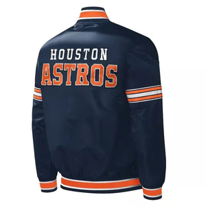 Veste bomber en satin bleu marine des Astros de Houston, logo de l'équipe de baseball, veste légère de style universitaire - Product Image 2