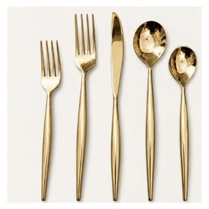 Juego de Cubiertos Dorados a Precio Accesible, Cubertería de Acero Chapada en Oro PVD para Eventos de Boda, Cuchara, Tenedor y Cuchillo - Product Image 1