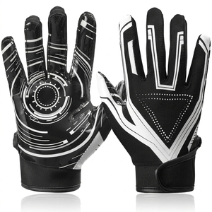 Gants de football américain personnalisés OEM pour receveur, à doigts complets, en cuir synthétique respirant, avec fermeture auto-agrippante et grip adhérent, unisexe - Product Image 1