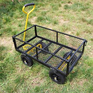Carrello da Giardino con Ruote Solide Nere e Gialle, Carrello per Attrezzi e Legna da Ardere, Facile da Trasportare - Product Image 6