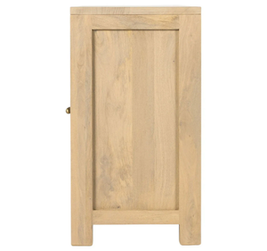 Buffet moderne en teck massif avec porte en rotin, console de rangement minimaliste en bois pour salon - Product Image 5