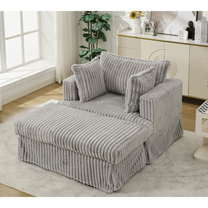 NUOVO ARRIVO: Chaise Longue Oversize 47.7 in Velluto a Coste con Seduta Profonda e Reclinabile, Divano con Comodo Cuscino Imbottito Spesso - Product Image 4