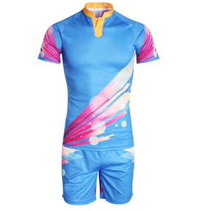 Conjunto de Camiseta de Rugby Personalizada de Manga Corta con Estampado Geométrico Sublimado, Uniforme Masculino Regular que Absorbe la Humedad, 100% Poliéster - Product Image 4