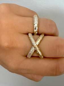 Dome Diamond Statement <b>Ring</b> Gypsy Flush Set Lab Grown Modern Stacking <b>Chunky</b> Signet Pave Scattered Fine Jewelry 18K Solid Gold - Product Image 4