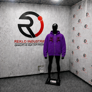 Sudadera con capucha morada duradera de gran tamaño con cremallera, estilo gótico tribal, corte holgado, moda urbana, ropa casual, atuendo diario, ropa de fin de semana - Product Image 3