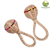Hochet Montessori pour bébé, jouet en rotin naturel fait à la main, jouet sûr pour l'apprentissage précoce des nourrissons, cadeau
