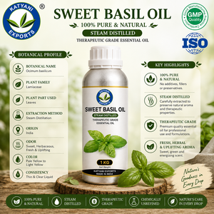 Huile Essentielle de Basilic Pure Naturelle Ocimum Basilicum Distillée à la Vapeur - Qualité Cosmétique - Fournisseur en Gros B2B en Vrac Inde - Product Image 3
