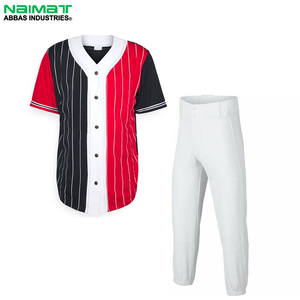 Custom Polyester Pinstripe Baseball Uniform Set Breathable Button <b>Down</b> Jersey And Pant Practical Training Kit - Product Image 1