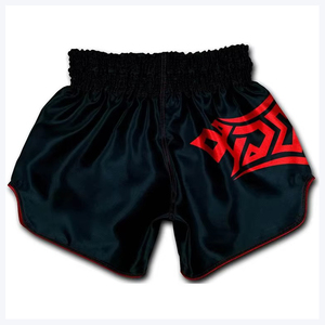 Men's Red Black Muay Thai Boxing Shorts <b>Elastic</b> Waist Polyester/Cotton Front Logo Print Sporty Quick Dry MMA - Product Image 6