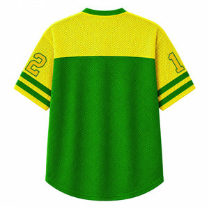 Chi Eta Phi Women's <b>Mesh</b> Retro Jersey Green Yellow V-Neck Short Sleeve Loose 1932 Breathable Casual Four Season <b>Mesh</b> <b>Shirts</b> - Product Image 3