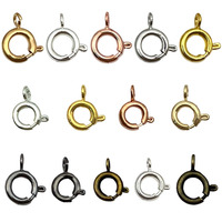Fermoir rond à ressort à 1 boucle en alliage avec languette ouverte pour la fin des colliers et bracelets