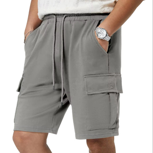 Streetwear Men's Custom Casual Solid Acid Washed Heavyweight <b>Canvas</b> Drawstring Distressed Long Cotton Ripped Sweat Shorts - Product Image 1