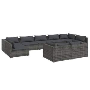 Ensemble de salon de jardin en rotin PE gris avec structure en acier thermolaqué, collection de meubles d'extérieur durables - Product Image 2