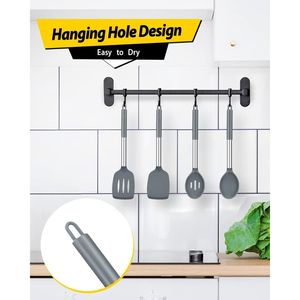 Espátulas Grandes Resistentes al Calor, Libres de BPA, Cucharas Ranuradas Grises, Paquete de 4 Utensilios de Cocina de Silicona, Juego de Herramientas de Cocina Antiadherentes - Product Image 1