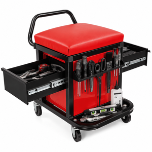 <b>Rolling</b> Iron <b>Tool</b> Cabinets Stool Creeper Seat with 2 Drawers <b>Tool</b> Storage Cart Heavy Duty Steel Workshop <b>Tool</b> Cabinet GAPSTL019 - Product Image 1