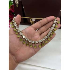 <b>Indian</b> Ethnic Premium Victorian Necklace <b>Set</b>-Gold Plated Steel Bridal Jewelry - Product Image 2