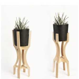 Pot de fleurs d'intérieur en céramique de qualité supérieure avec support en bois, pot de fleurs moderne minimaliste, porte-plantes décoratif pour la maison et le bureau - Product Image 3