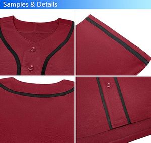 Camiseta de Béisbol Roja para Hombre, Manga Corta, Cuello en V, Nombre del Equipo Personalizado, Malla Transpirable, 100% Poliéster, Corte Regular, Todas las Temporadas - Product Image 4