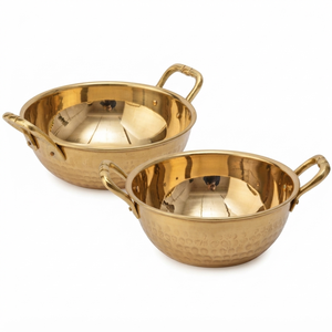 Round Pure Brass Kadahi With Dual Handle And Lid Traditional Chinese Cookware <b>Pot</b> For Stovetop <b>Cooking</b> Durable - Product Image 2