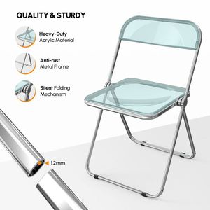 2pcs Blue <b>Transparent</b> Foldable Patio Plastic Folding <b>Chairs</b> Premium Outdoor Furniture - Product Image 4