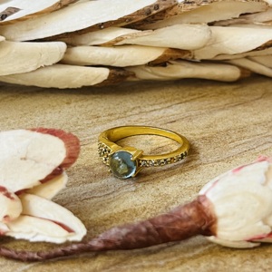 Trendy Design Labradorite <b>Ring</b> Boho Brass <b>Rings</b> For Women 18k Gold Plated <b>Dainty</b> Pave Crystal Cluster Jewelry Wholesale/OEM/ODM - Product Image 3