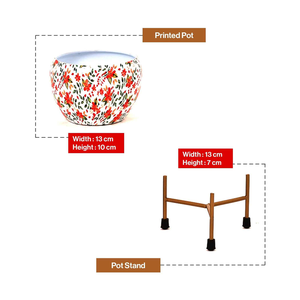Pot de plante blanc avec support en métal, jardinière décorative blanche, porte-plante moderne en métal pour l'intérieur, l'extérieur, la maison, le jardin - Product Image 3