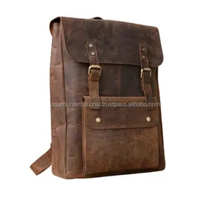 New design brand high quality vintage leather gentleman rucksack bagpack back pack backpack bookbag bag for Men