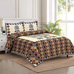 Ensemble de draps et taies d'oreiller 3 pièces en coton 100% imprimé à la main Alankriti, motif floral, 300 fils, résistant à la décoloration - Product Image 2