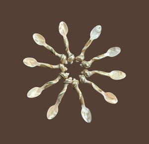 Cuillère distinctive en nacre blanche avec manche sculpté lisse, cuillère à caviar haut de gamme, écologique et décorative - Product Image 2