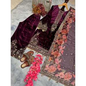 Ensemble haut en velours Plazzo Dupatta pour femmes styliste-élégant et stylé - Product Image 3