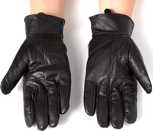 Gants d'hiver en cuir pour vélo, longueur poignet, thermiques, non doublés, style uni, compatibles écran tactile, pour le sport, les fêtes et l'usage quotidien - Product Image 3