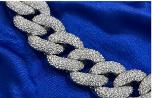 Colliers Chaîne Maille Cubaine Miami en Argent 925 Plaqué Or Rose 14MM avec Zircons Sertis pour Hommes, Bijoux Hip Hop de Gros, Qualité Supérieure B2B - Product Image 4