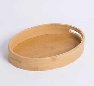 Elegant Oval Bamboo Serving Tray Set Handles Scenic Pattern Modern Design-Eco-Friendly Platters for Catering Hospitality. - Product Image 3