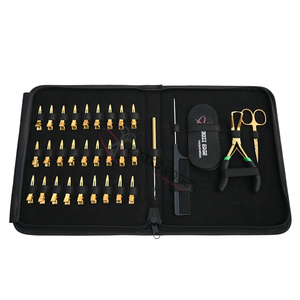 Kit d'outils pour extensions capillaires dorées avec pince à micro-perles, crochet à cheveux, peigne à queue, ciseaux à fils et Velcro - Product Image 6