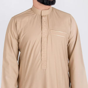 Túnica Tradicional Musulmana Étnica para Hombre, Thobe Informal, Ligero, Antiarrugas, Transpirable, Largo hasta el Suelo, Thobe Islámico - Product Image 2