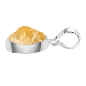 Collier pendentif en citrine brute plaqué argent, fait à la main, cristal naturel, pierre de naissance de novembre, bijoux - Product Image 2