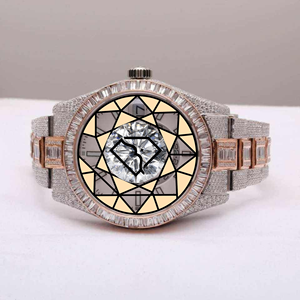 Montre-bracelet de luxe US Hip Hop Iced Out à quartz, logo personnalisé, acier inoxydable, mouvement Citizen, cadran en cristal, 46 mm, édition limitée - Product Image 2