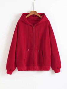 Sudadera con Capucha para Hombre, Color Sólido, Corte Regular Informal, Forro Polar, Resistente al Viento, Transpirable, Ropa de Invierno - Product Image 2