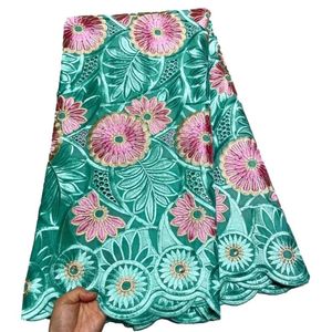 Tela de encaje africana de lujo con bordado suizo de algodón y pedrería para vestido de fiesta de boda. - Product Image 6