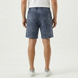Shorts décontractés pour hommes sur mesure, en toile délavée à l'acide, taille mi-haute, avec cordon de serrage, couleur unie, écologiques, respirants et à séchage rapide - Product Image 2