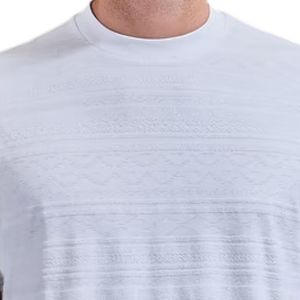 T-shirt décontracté jacquard pour homme, col rond, manches courtes, coupe décontractée, motif texturé, haut tendance, respirant, vêtement streetwear - Product Image 3