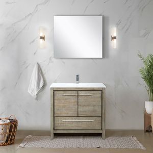 "Rustica Acacia 36" W X 20 "D bagno vanità con marmo coltivato Top rubinetto cromato e 28" specchio" - Product Image 2