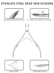 Alicates Eagle de acero inoxidable para cutículas, tijeras para piel muerta con hoja curva, punta biselada afilada, apertura de mandíbula ancha de 15 mm, mangos cómodos para uñas. - Product Image 1