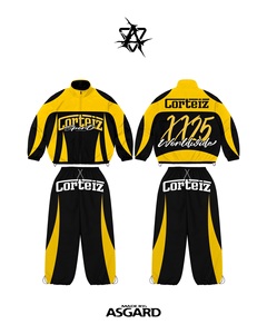 Yellow Black Corteiz Sport <b>Zip</b> <b>Up</b> <b>Jacket</b> & Pants Set | Oversized Streetwear Tracksuit | OEM Private Label Manufacturer - Product Image 1