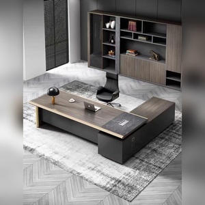 Table de bureau professionnelle HPL et unité de rangement arrière en contreplaqué de qualité E1, bureau de direction 2400 mm, mobilier de bureau modulaire - Product Image 6