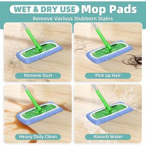 Microfiber <b>Dry</b> Sweeping Cloths Reusable Wet <b>Mop</b> Pads Compatible with for Swiffer Sweeper <b>Mop</b> Machine Washable Refill - Product Image 2