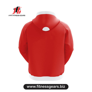 Sudadera con Capucha Roja para Hombre, Corte Regular, Estilo Casual para Otoño, Color Sólido, Tejido de Felpa Francesa - Product Image 2